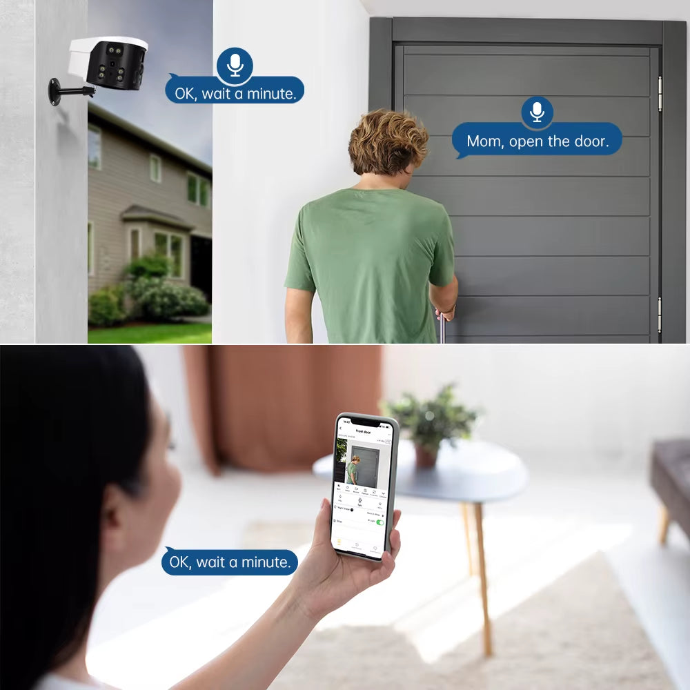 4K 8MP Wifi Camera 180° Wide Angel Outdoor Wifi Surveillance Cameras 4MP IR Color Night Vision CCTV Security Smart Camera