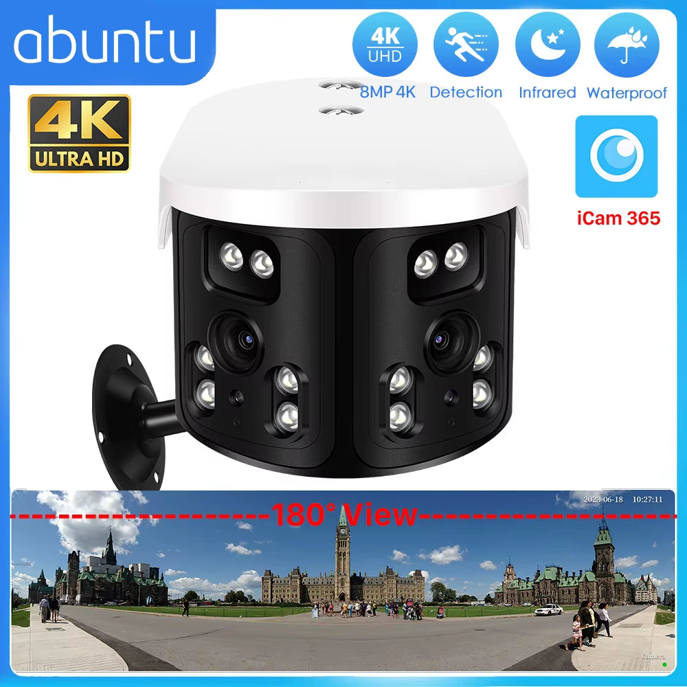 4K 8MP Wifi Camera 180° Wide Angel Outdoor Wifi Surveillance Cameras 4MP IR Color Night Vision CCTV Security Smart Camera