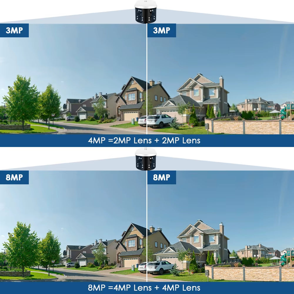 4K 8MP Wifi Camera 180° Wide Angel Outdoor Wifi Surveillance Cameras 4MP IR Color Night Vision CCTV Security Smart Camera
